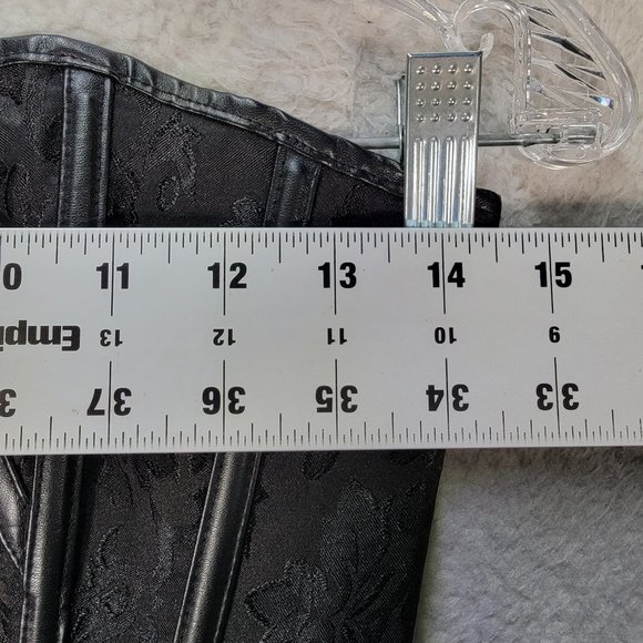 Black Floral Satin Gothic Strapless Steampunk Buckle Lace Up Sexy Bustier Corset - Picture 9 of 15